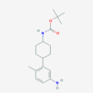 molecular formula C18H28N2O2 B13215386 tert-Butyl N-[4-(5-amino-2-methylphenyl)cyclohexyl]carbamate 