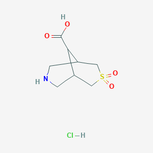 molecular formula C8H14ClNO4S B13215402 3,3-Dioxo-3lambda6-thia-7-azabicyclo[3.3.1]nonane-9-carboxylic acid;hydrochloride 