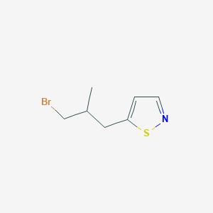 molecular formula C7H10BrNS B13215463 5-(3-Bromo-2-methylpropyl)-1,2-thiazole 