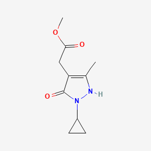 molecular formula C10H14N2O3 B13215600 Methyl 2-(2-cyclopropyl-5-methyl-3-oxo-2,3-dihydro-1H-pyrazol-4-yl)acetate 