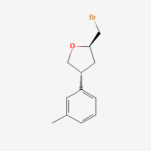 molecular formula C12H15BrO B13215665 (2R,4R)-2-(Bromomethyl)-4-(3-methylphenyl)oxolane 