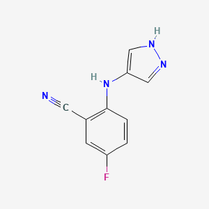 molecular formula C10H7FN4 B13215709 5-Fluoro-2-[(1H-pyrazol-4-yl)amino]benzonitrile 