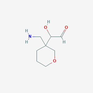 molecular formula C8H15NO3 B13215718 2-[3-(Aminomethyl)oxan-3-YL]-2-hydroxyacetaldehyde 