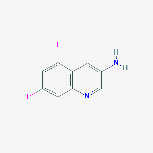 molecular formula C9H6I2N2 B13215795 5,7-Diiodoquinolin-3-amine 
