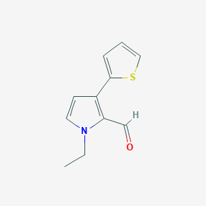 molecular formula C11H11NOS B13215807 1-Ethyl-3-(thiophen-2-yl)-1H-pyrrole-2-carbaldehyde 