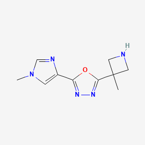 molecular formula C10H13N5O B13215836 2-(1-Methyl-1H-imidazol-4-yl)-5-(3-methylazetidin-3-yl)-1,3,4-oxadiazole 
