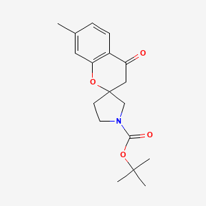 molecular formula C18H23NO4 B13215956 tert-Butyl 7-methyl-4-oxo-3,4-dihydrospiro[1-benzopyran-2,3'-pyrrolidine]-1'-carboxylate 