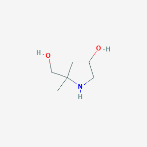molecular formula C6H13NO2 B13215957 5-(Hydroxymethyl)-5-methylpyrrolidin-3-ol 