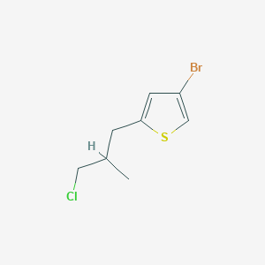 molecular formula C8H10BrClS B13216036 4-Bromo-2-(3-chloro-2-methylpropyl)thiophene 