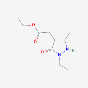 molecular formula C10H16N2O3 B13216077 Ethyl 2-(2-ethyl-5-methyl-3-oxo-2,3-dihydro-1H-pyrazol-4-yl)acetate 