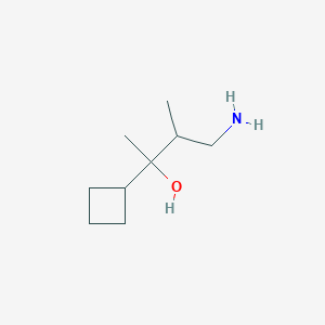 molecular formula C9H19NO B13216104 4-Amino-2-cyclobutyl-3-methylbutan-2-ol 