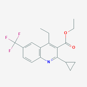 molecular formula C18H18F3NO2 B13216108 Ethyl 2-cyclopropyl-4-ethyl-6-(trifluoromethyl)quinoline-3-carboxylate 