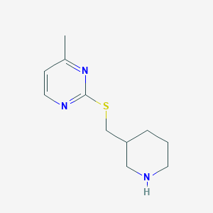 molecular formula C11H17N3S B13216113 4-Methyl-2-((piperidin-3-ylmethyl)thio)pyrimidine 