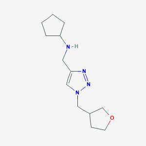molecular formula C13H22N4O B13216256 N-({1-[(oxolan-3-yl)methyl]-1H-1,2,3-triazol-4-yl}methyl)cyclopentanamine 