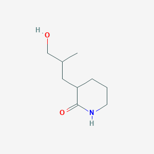 molecular formula C9H17NO2 B13216268 3-(3-Hydroxy-2-methylpropyl)piperidin-2-one 