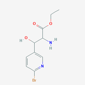 molecular formula C10H13BrN2O3 B13216271 Ethyl 2-amino-3-(6-bromopyridin-3-yl)-3-hydroxypropanoate 