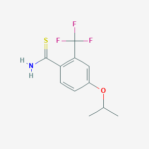 molecular formula C11H12F3NOS B13216322 4-(Propan-2-yloxy)-2-(trifluoromethyl)benzene-1-carbothioamide 