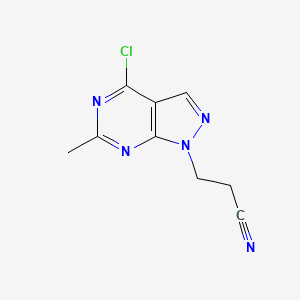 molecular formula C9H8ClN5 B13216412 3-(4-Chloro-6-methyl-1H-pyrazolo[3,4-D]pyrimidin-1-YL)propanenitrile 