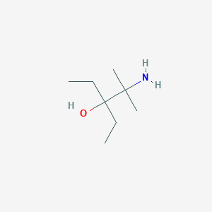 molecular formula C8H19NO B13216425 2-Amino-3-ethyl-2-methylpentan-3-ol 