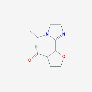 molecular formula C10H14N2O2 B13216427 2-(1-Ethyl-1H-imidazol-2-yl)oxolane-3-carbaldehyde 