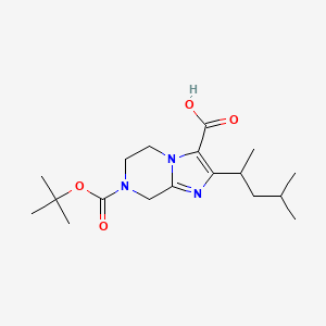 molecular formula C18H29N3O4 B13216457 7-[(tert-Butoxy)carbonyl]-2-(4-methylpentan-2-yl)-5H,6H,7H,8H-imidazo[1,2-a]pyrazine-3-carboxylic acid 