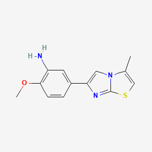 molecular formula C13H13N3OS B13216465 [2-Methoxy-5-(3-methylimidazo[2,1-b][1,3]thiazol-6-yl)phenyl]amine 