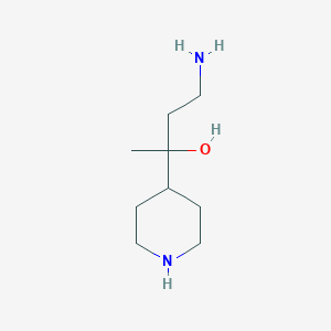 molecular formula C9H20N2O B13216504 4-Amino-2-(piperidin-4-yl)butan-2-ol 