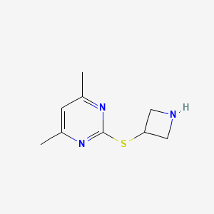 molecular formula C9H13N3S B13216542 2-(Azetidin-3-ylsulfanyl)-4,6-dimethylpyrimidine 
