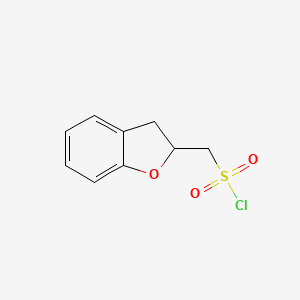 molecular formula C9H9ClO3S B13216545 2,3-Dihydro-1-benzofuran-2-ylmethanesulfonyl chloride 