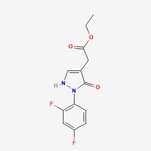 molecular formula C13H12F2N2O3 B13216571 Ethyl 2-[2-(2,4-difluorophenyl)-3-oxo-2,3-dihydro-1H-pyrazol-4-yl]acetate 