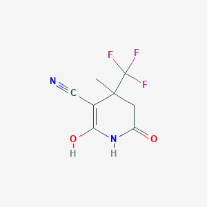 molecular formula C8H7F3N2O2 B1321671 2-Hydroxy-4-methyl-6-oxo-4-(trifluoromethyl)-1,4,5,6-tetrahydropyridine-3-carbonitrile CAS No. 802565-31-7