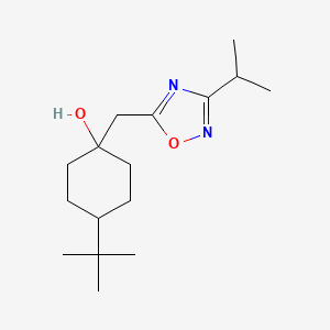 molecular formula C16H28N2O2 B13216905 4-tert-Butyl-1-{[3-(propan-2-yl)-1,2,4-oxadiazol-5-yl]methyl}cyclohexan-1-ol 