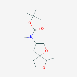 molecular formula C14H25NO4 B13216977 tert-Butyl N-methyl-N-{6-methyl-1,7-dioxaspiro[4.4]nonan-3-yl}carbamate 