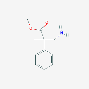 molecular formula C11H15NO2 B13217540 Methyl 3-amino-2-methyl-2-phenylpropanoate 