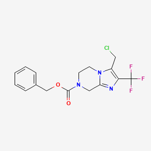molecular formula C16H15ClF3N3O2 B13217588 Benzyl 3-(chloromethyl)-2-(trifluoromethyl)-5H,6H,7H,8H-imidazo[1,2-a]pyrazine-7-carboxylate 