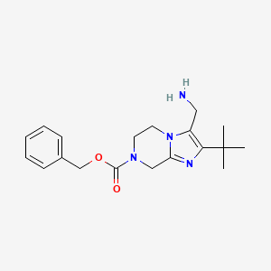 molecular formula C19H26N4O2 B13217652 Benzyl 3-(aminomethyl)-2-tert-butyl-5H,6H,7H,8H-imidazo[1,2-a]pyrazine-7-carboxylate 
