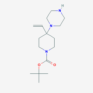 molecular formula C16H29N3O2 B13217703 tert-Butyl 4-ethenyl-4-(piperazin-1-yl)piperidine-1-carboxylate 