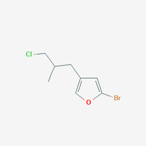 molecular formula C8H10BrClO B13217838 2-Bromo-4-(3-chloro-2-methylpropyl)furan 