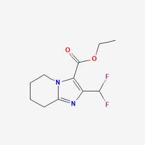 molecular formula C11H14F2N2O2 B13218186 Ethyl 2-(difluoromethyl)-5H,6H,7H,8H-imidazo[1,2-a]pyridine-3-carboxylate 