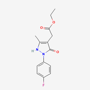 molecular formula C14H15FN2O3 B13218240 Ethyl 2-[2-(4-fluorophenyl)-5-methyl-3-oxo-2,3-dihydro-1H-pyrazol-4-yl]acetate 