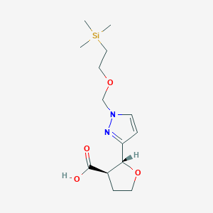 molecular formula C14H24N2O4Si B13219048 (2R,3R)-2-(1-{[2-(trimethylsilyl)ethoxy]methyl}-1H-pyrazol-3-yl)oxolane-3-carboxylic acid 