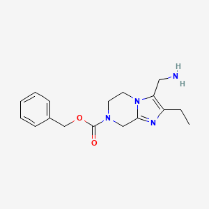 molecular formula C17H22N4O2 B13220439 Benzyl 3-(aminomethyl)-2-ethyl-5H,6H,7H,8H-imidazo[1,2-a]pyrazine-7-carboxylate 