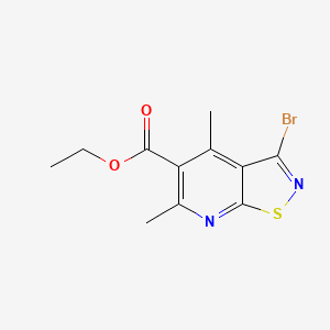 molecular formula C11H11BrN2O2S B13220788 Ethyl 3-bromo-4,6-dimethyl-[1,2]thiazolo[5,4-b]pyridine-5-carboxylate 
