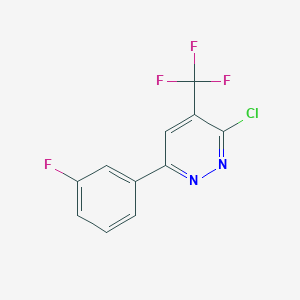 molecular formula C11H5ClF4N2 B13220926 3-Chloro-6-(3-fluorophenyl)-4-(trifluoromethyl)pyridazine 