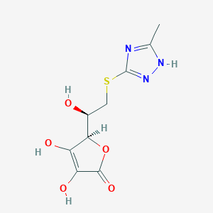 molecular formula C9H11N3O5S B13221040 (5R)-3,4-Dihydroxy-5-[(1R)-1-hydroxy-2-[(5-methyl-4H-1,2,4-triazol-3-yl)sulfanyl]ethyl]-2,5-dihydrofuran-2-one 