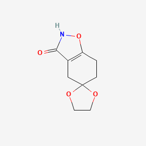 molecular formula C9H11NO4 B13221595 6,7-Dihydro-4H-spiro[1,2-benzoxazole-5,2'-[1,3]dioxolane]-3-ol 