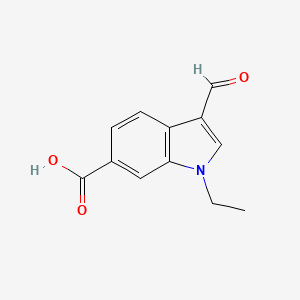 molecular formula C12H11NO3 B13221729 1-Ethyl-3-formyl-1H-indole-6-carboxylic acid 