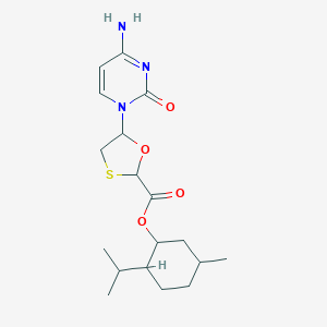 molecular formula C18H27N3O4S B132218 5-(4-Amino-2-oxo-1(2h)-pyrimidinyl)-1,3-oxathiolane-2-carboxylic acid 5-methyl-2-(1-methylethyl)cyclohexyl ester CAS No. 147126-73-6