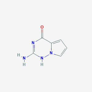 molecular formula C6H6N4O B132219 2-Aminopyrrolo[2,1-f][1,2,4]triazin-4(1H)-one CAS No. 159326-75-7