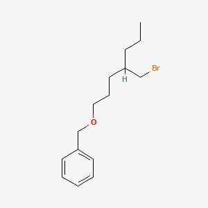molecular formula C15H23BrO B13221953 ({[4-(Bromomethyl)heptyl]oxy}methyl)benzene 